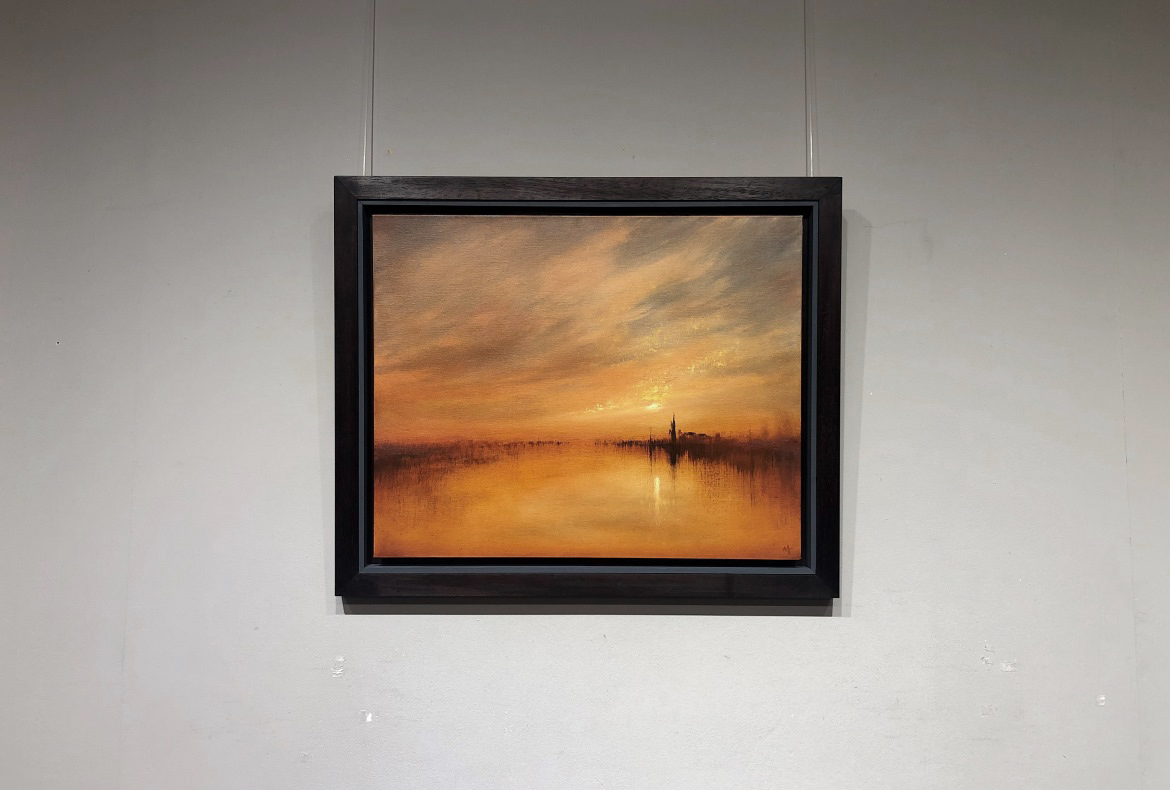 Golden Light Lake Study Oil Painting Nial Adams