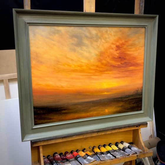 An Autumn Sunset Original Oil Painting FRSA Nial Adams