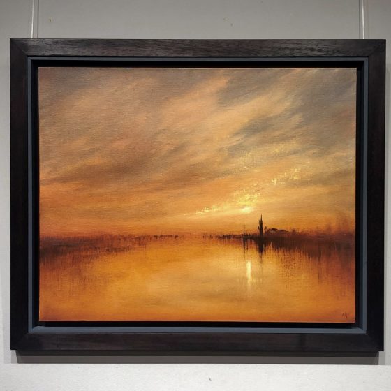 Golden light lake study Oil Painting Nial Adams