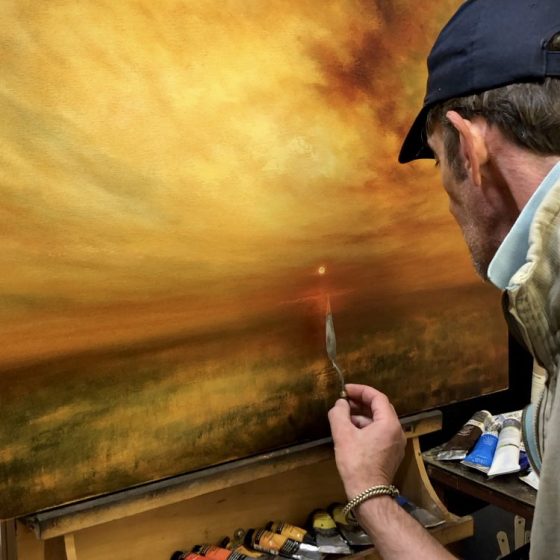 Marshland Golden Light Oil Painting Nial Adams